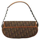 Christian Dior Trotter Canvas Romantic Bag PVC Braun Silber Auth 181891V-2