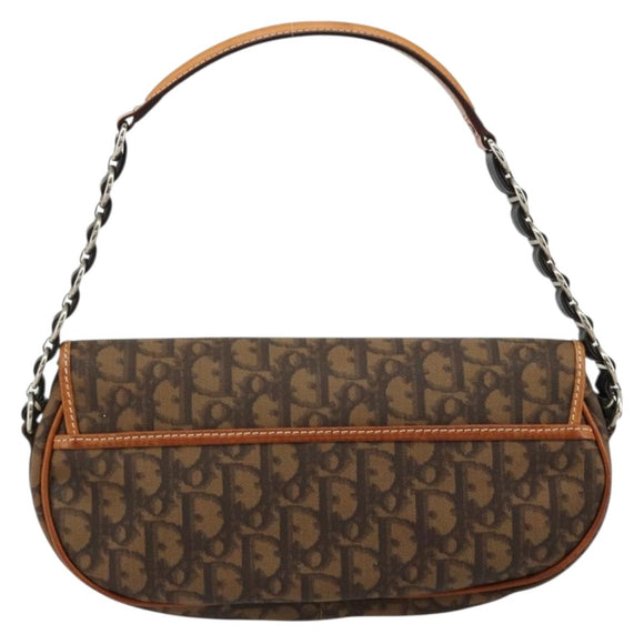 Christian Dior Trotter Canvas Romantic Bag PVC Braun Silber Auth 181891V