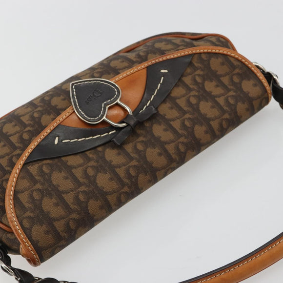 Christian Dior Trotter Canvas Romantic Bag PVC Braun Silber Auth 181891V