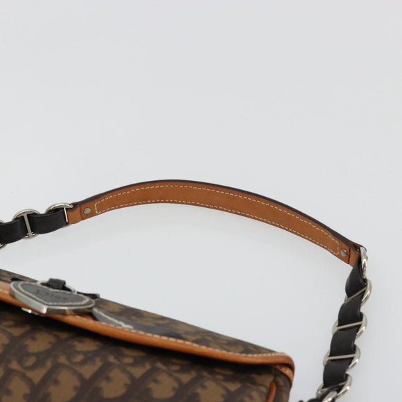 Christian Dior Trotter Canvas Romantic Bag PVC Braun Silber Auth 181891V