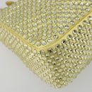 PRADA Rhinestone Hand Bag Satin Yellow Silver Auth 181892SM-11