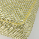 PRADA Rhinestone Hand Bag Satin Yellow Silver Auth 181892SM-12