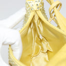 PRADA Rhinestone Hand Bag Satin Yellow Silver Auth 181892SM-20