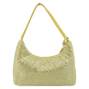 PRADA Rhinestone Hand Bag Satin Yellow Silver Auth 181892SM-3