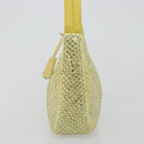 PRADA Rhinestone Hand Bag Satin Yellow Silver Auth 181892SM-4