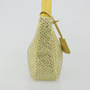 PRADA Rhinestone Hand Bag Satin Yellow Silver Auth 181892SM-5