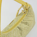PRADA Rhinestone Hand Bag Satin Yellow Silver Auth 181892SM-6