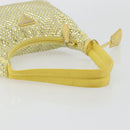 PRADA Rhinestone Hand Bag Satin Yellow Silver Auth 181892SM-7