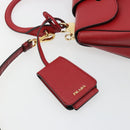 PRADA Hand Bag Safiano leather 2way Red Gold Auth 181893V-17