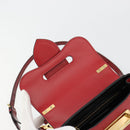 PRADA Hand Bag Safiano leather 2way Red Gold Auth 181893V-19