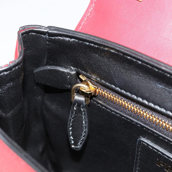 PRADA Hand Bag Safiano leather 2way Red Gold Auth 181893V