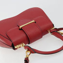 PRADA Hand Bag Safiano leather 2way Red Gold Auth 181893V-6