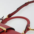 PRADA Hand Bag Safiano leather 2way Red Gold Auth 181893V-8
