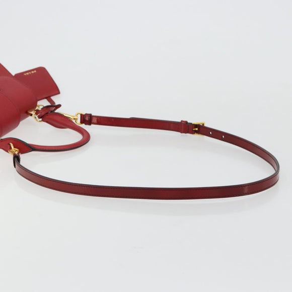PRADA Hand Bag Safiano leather 2way Red Gold Auth 181893V