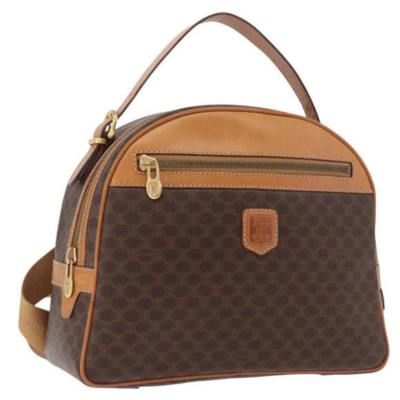 CELINE Macadam Canvas Backpack PVC Leather Brown Gold Auth 181895A