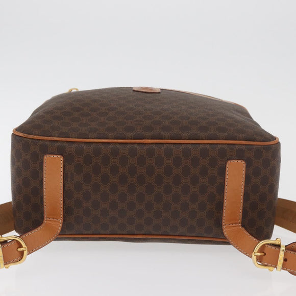 CELINE Macadam Canvas Backpack PVC Leather Brown Gold Auth 181895A