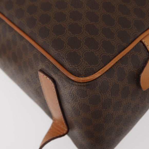 CELINE Macadam Canvas Backpack PVC Leather Brown Gold Auth 181895A