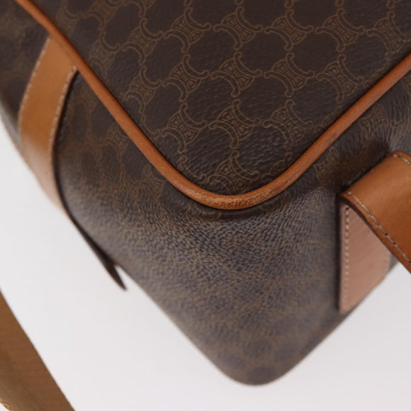 CELINE Macadam Canvas Backpack PVC Leather Brown Gold Auth 181895A