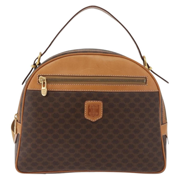 CELINE Macadam Canvas Backpack PVC Leather Brown Gold Auth 181895A