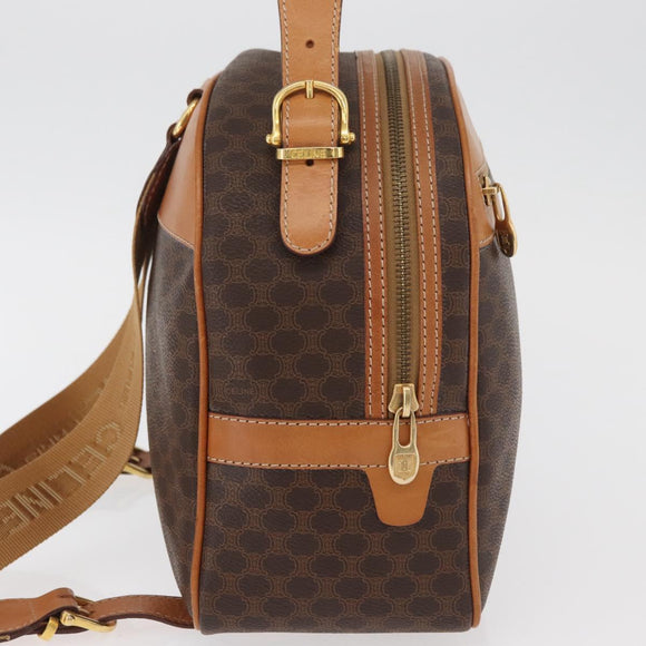 CELINE Macadam Canvas Backpack PVC Leather Brown Gold Auth 181895A