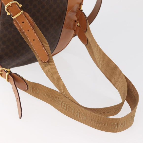 CELINE Macadam Canvas Backpack PVC Leather Brown Gold Auth 181895A