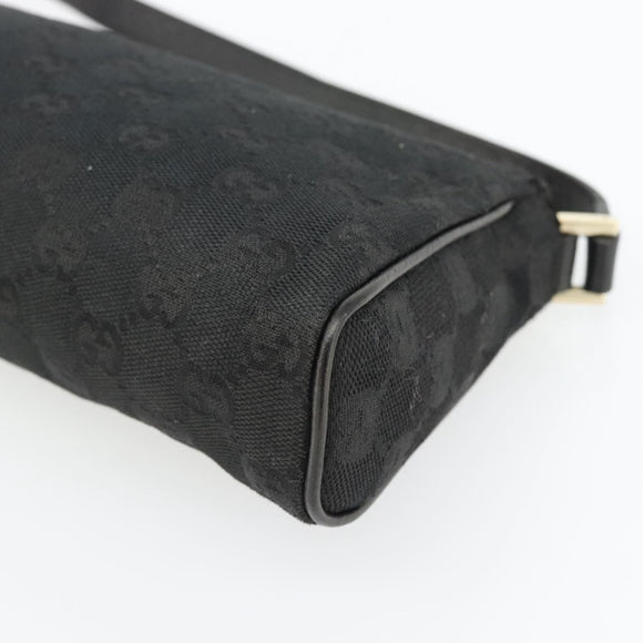 GUCCI GG Canvas Abbey Hand Bag Black Gold 145757 Auth 181897A