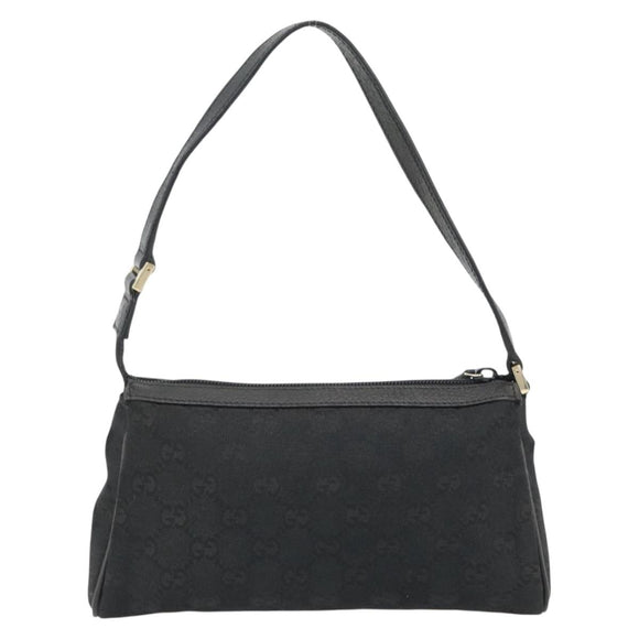 GUCCI GG Canvas Abbey Hand Bag Black Gold 145757 Auth 181897A