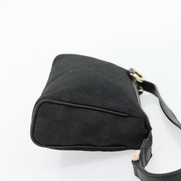 GUCCI GG Canvas Abbey Hand Bag Black Gold 145757 Auth 181897A