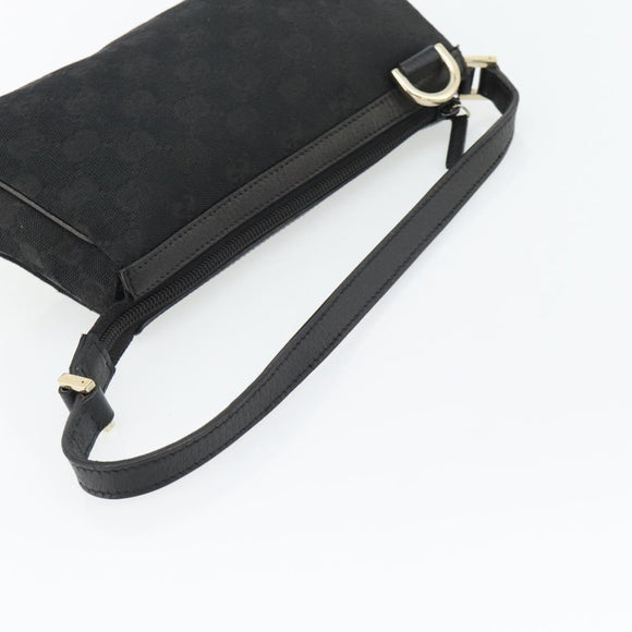 GUCCI GG Canvas Abbey Hand Bag Black Gold 145757 Auth 181897A