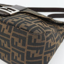 FENDI Zucca Canvas Mamma Baguette Shoulder Bag Black Brown Auth 181898V-14