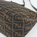 FENDI Zucca Canvas Mamma Baguette Shoulder Bag Black Brown Auth 181898V-16