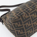 FENDI Zucca Canvas Mamma Baguette Shoulder Bag Black Brown Auth 181898V-17