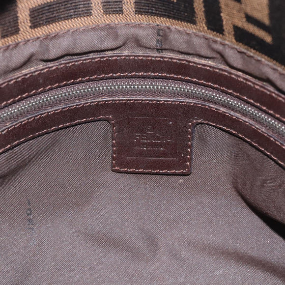 FENDI Zucca Canvas Mamma Baguette Shoulder Bag Black Brown Auth 181898V