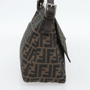 FENDI Zucca Canvas Mamma Baguette Shoulder Bag Black Brown Auth 181898V-3