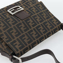 FENDI Zucca Canvas Mamma Baguette Shoulder Bag Black Brown Auth 181898V-6