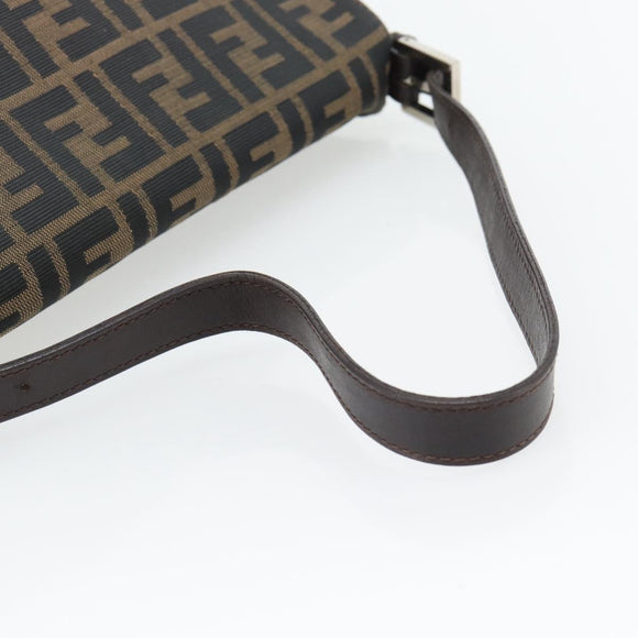 FENDI Zucca Canvas Mamma Baguette Shoulder Bag Black Brown Auth 181898V