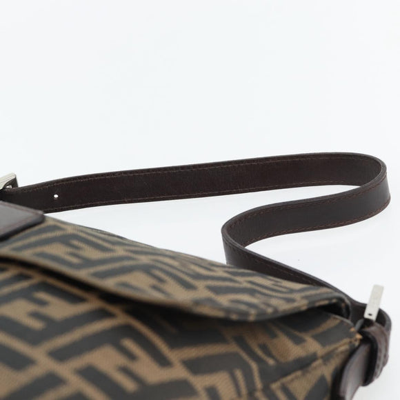 FENDI Zucca Canvas Mamma Baguette Shoulder Bag Black Brown Auth 181898V