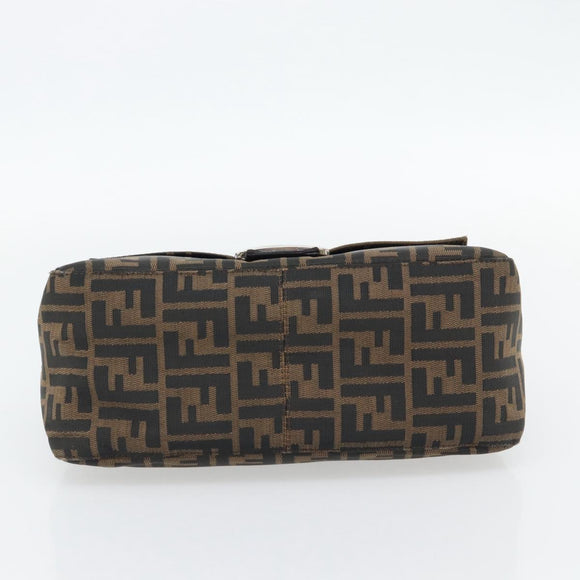 FENDI Zucca Canvas Mamma Baguette Shoulder Bag Black Brown Auth 181898V