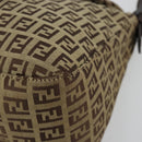 FENDI Zucchino Canvas Mamma Baguette Schultertasche Beige Silber Auth 181899A-9