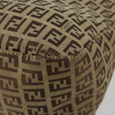 FENDI Zucchino Canvas Mamma Baguette Schultertasche Beige Silber Auth 181899A-15