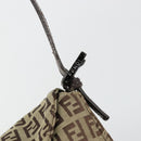 FENDI Zucchino Canvas Mamma Baguette Schultertasche Beige Silber Auth 181899A-17