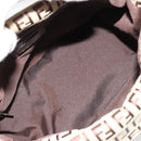 FENDI Zucchino Canvas Mamma Baguette Schultertasche Beige Silber Auth 181899A-11