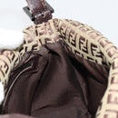 FENDI Zucchino Canvas Mamma Baguette Schultertasche Beige Silber Auth 181899A-20