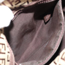 FENDI Zucchino Canvas Mamma Baguette Schultertasche Beige Silber Auth 181899A-23
