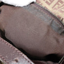 FENDI Zucchino Canvas Mamma Baguette Schultertasche Beige Silber Auth 181899A-12