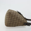 FENDI Zucchino Canvas Mamma Baguette Schultertasche Beige Silber Auth 181899A-3