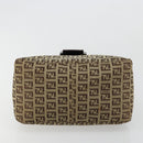 FENDI Zucchino Canvas Mamma Baguette Schultertasche Beige Silber Auth 181899A-5