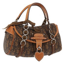 Christian Dior Trotter Canvas Romantic Hand Bag PVC Brown Silver Auth 181900V-1