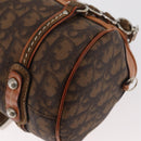 Christian Dior Trotter Canvas Romantic Hand Bag PVC Brown Silver Auth 181900V-13