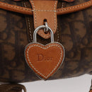 Christian Dior Trotter Canvas Romantic Hand Bag PVC Brown Silver Auth 181900V-14